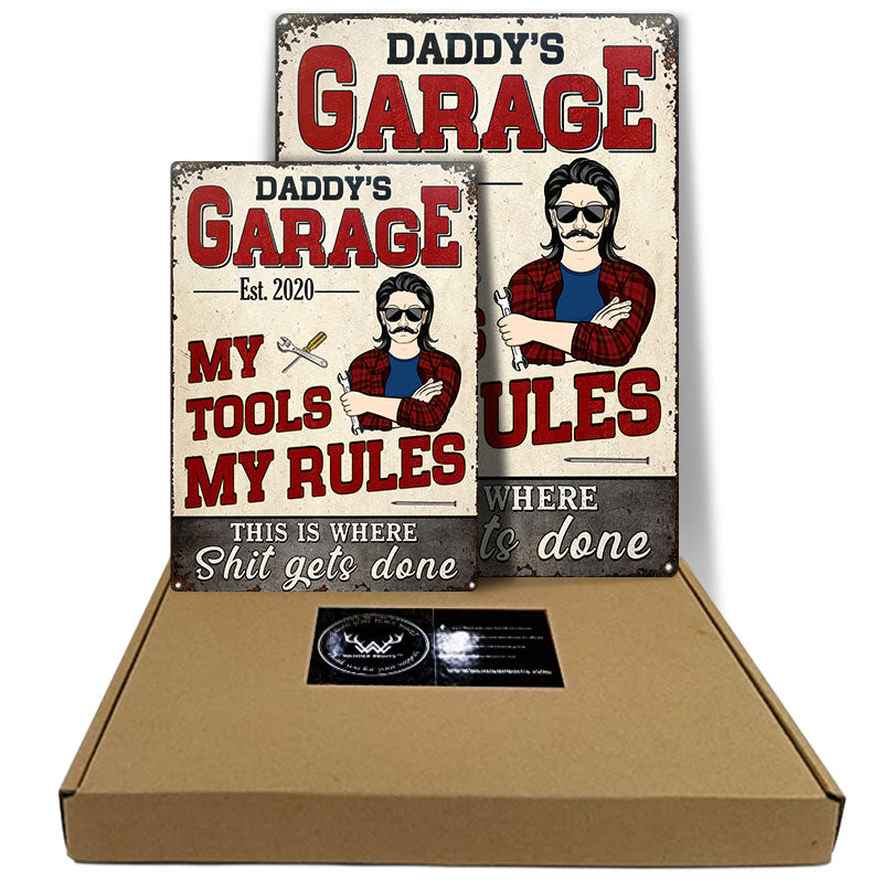 Daddy's Garage My Tools My Rules - Garage Signs - Personalized Custom Classic Metal Signs