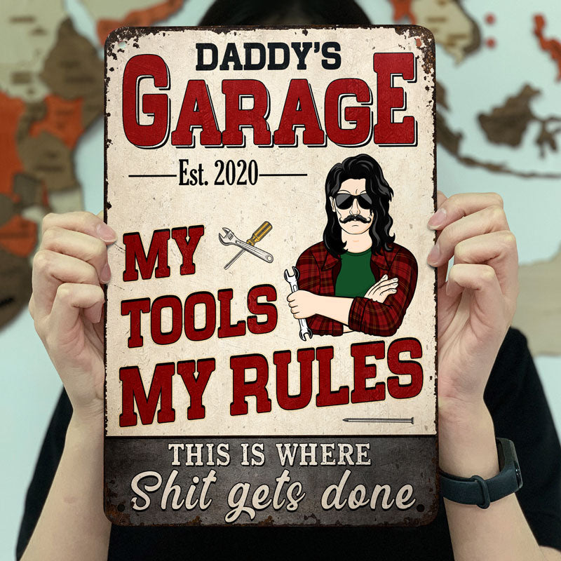 Daddy's Garage My Tools My Rules - Garage Signs - Personalized Custom Classic Metal Signs