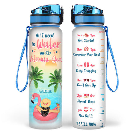 Tout ce dont j'ai besoin, c'est d'eau vitaminée Sea Beach Summer - Bouteille de suivi d'eau personnalisée