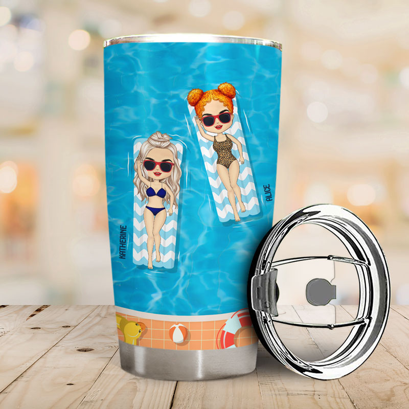 Bestie Swimming Pool The Memories Will Last Forever - Personalized Custom Tumbler