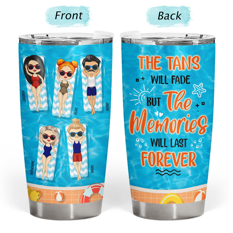Bestie Swimming Pool The Memories Will Last Forever - Personalized Custom Tumbler