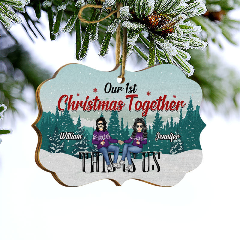 Our 1st Christmas Together - Christmas Gift For Couple - Personalized Custom Wooden Ornament