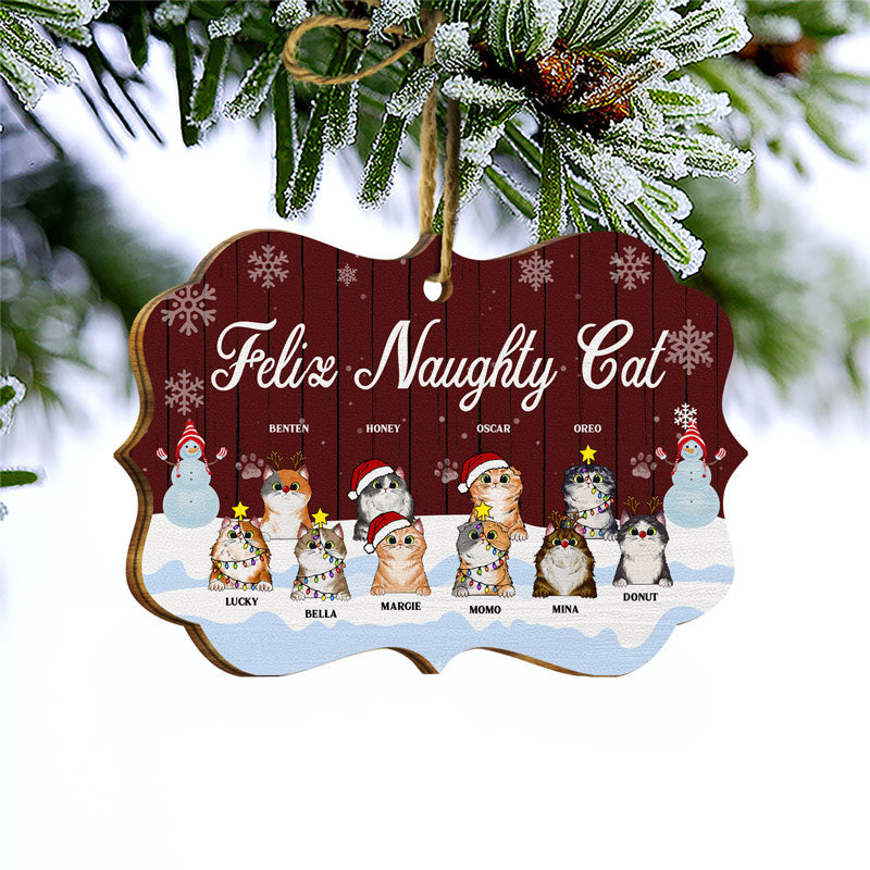 A Naughty List And We Regret Nothing - Christmas Gift For Cat Lovers - Personalized Custom Wooden Ornament