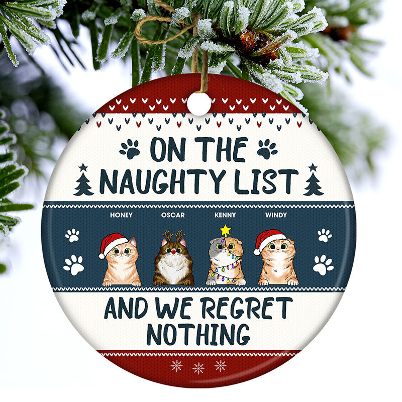 Meowy Christmas - Gift For Cat Lovers - Personalized Custom Circle Ceramic Ornament