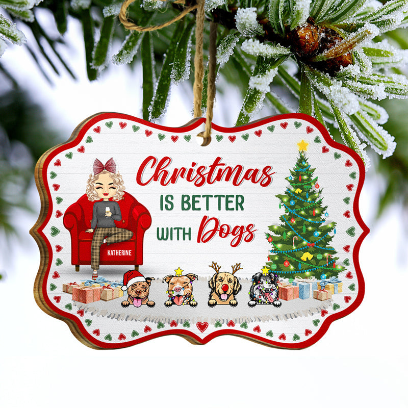 Just A Girl Who Loves Pets Christmas Cat Dog - Christmas Gift For Pet Lovers - Personalized Custom Wooden Ornament