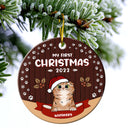 My First Christmas - Christmas Gift For Dog & Cat Lovers - Personalized Custom Circle Ceramic Ornament