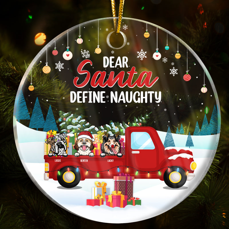 Define Naughty Family Dog Cat - Christmas Gift For Dog Lovers & Cat Lovers - Personalized Custom Circle Acrylic Ornament