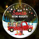Define Naughty Family Dog Cat - Christmas Gift For Dog Lovers & Cat Lovers - Personalized Custom Circle Acrylic Ornament