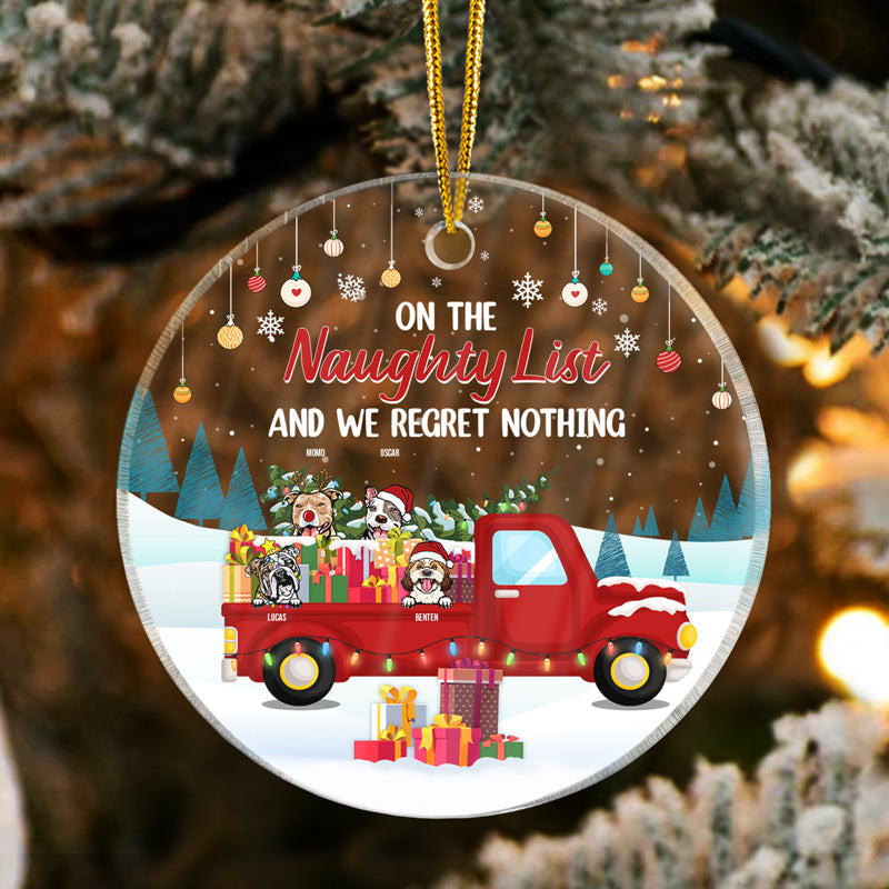 Define Naughty Family Dog Cat - Christmas Gift For Dog Lovers & Cat Lovers - Personalized Custom Circle Acrylic Ornament