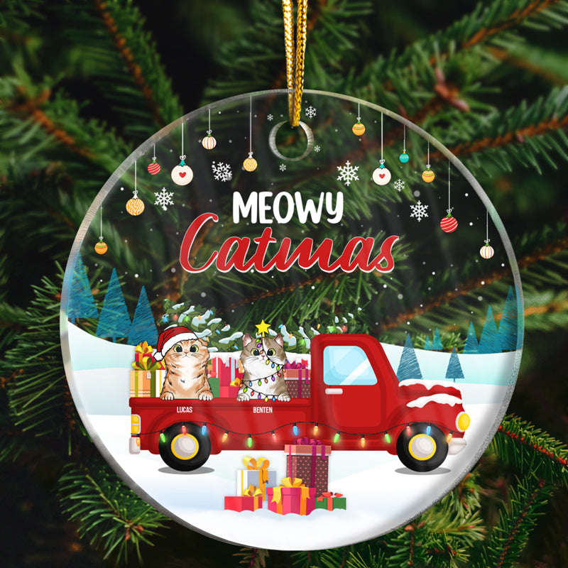 Define Naughty Family Dog Cat - Christmas Gift For Dog Lovers & Cat Lovers - Personalized Custom Circle Acrylic Ornament