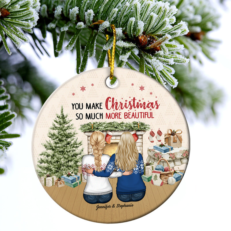 You're My Always & Forever - Christmas Gift For Couple - Personalized Custom Circle Ceramic Ornament