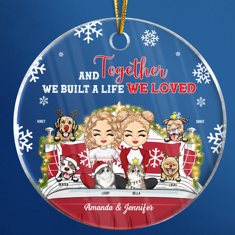 You & Me And The Fur Babies - Christmas Gift For Dog & Cat Lovers - Personalized Custom Circle Acrylic Ornament