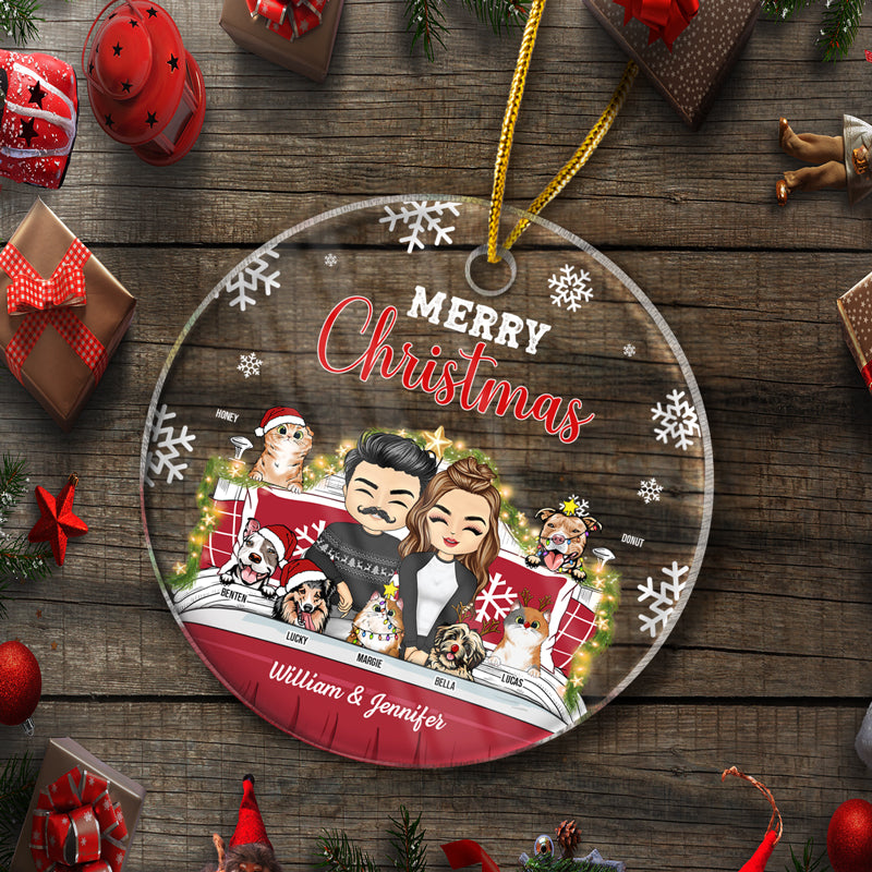 You & Me And The Fur Babies - Christmas Gift For Dog & Cat Lovers - Personalized Custom Circle Acrylic Ornament