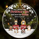 Couple de Noël, c'est toi et nos bébés à fourrure - Cadeau de Noël pour les amoureux des chiens et des chats - Ornement acrylique personnalisé en forme de cercle