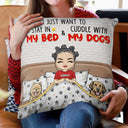 Dog Cat Lovers Stay In Bed Cuddle With Pet - Gift For Pet Owners - Personalized Custom Pillow