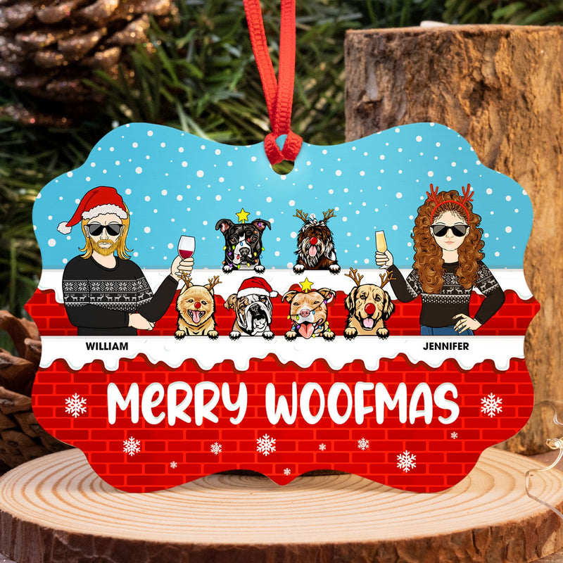 Furry Little Christmas Couple With Dog Cat - Christmas Gift For Pet Owners - Personalized Custom Aluminum Ornament