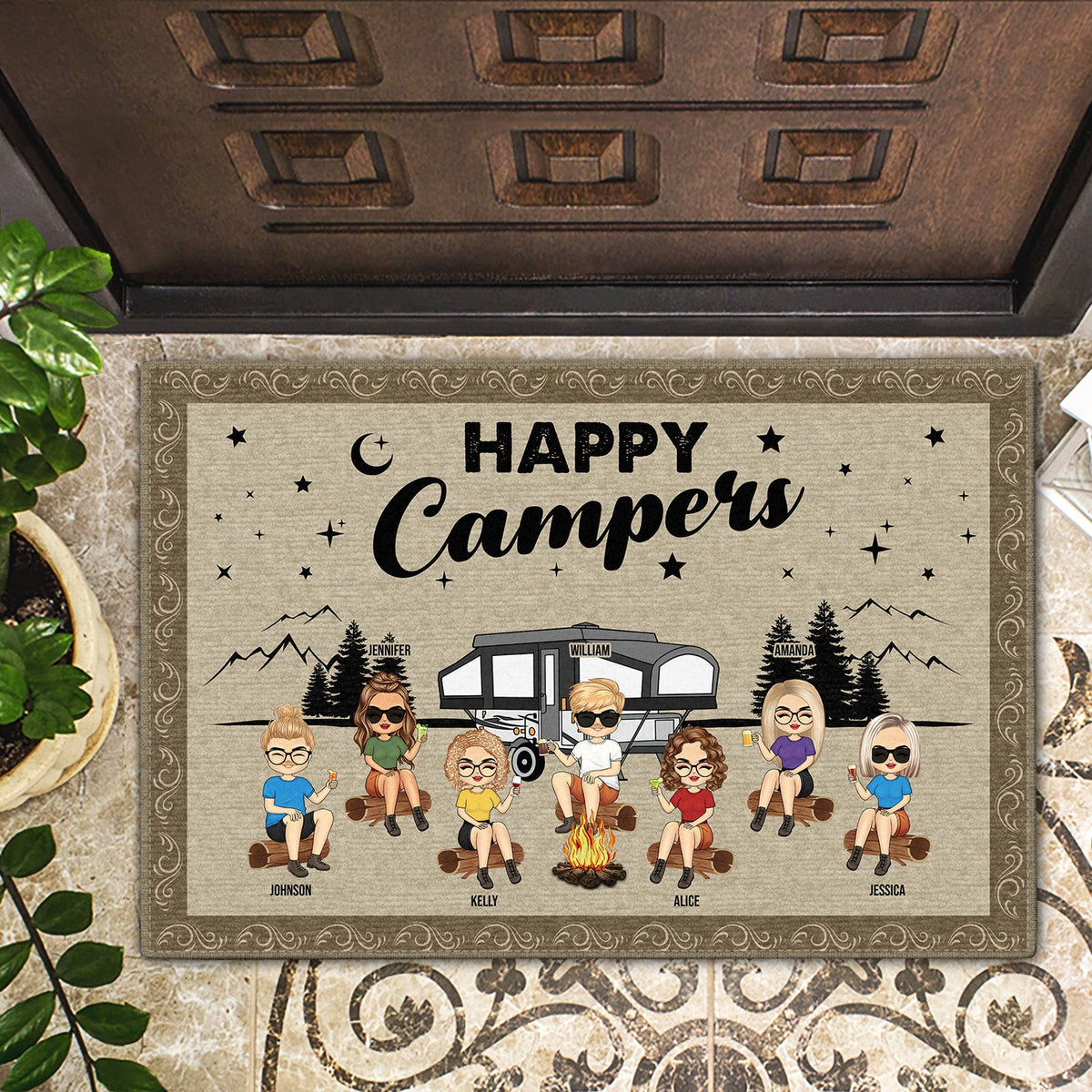 Best Friends Making Memories One Campsite At A Time - Camping Gift For Family, BFF Besties & Siblings - Personalized Custom Doormat