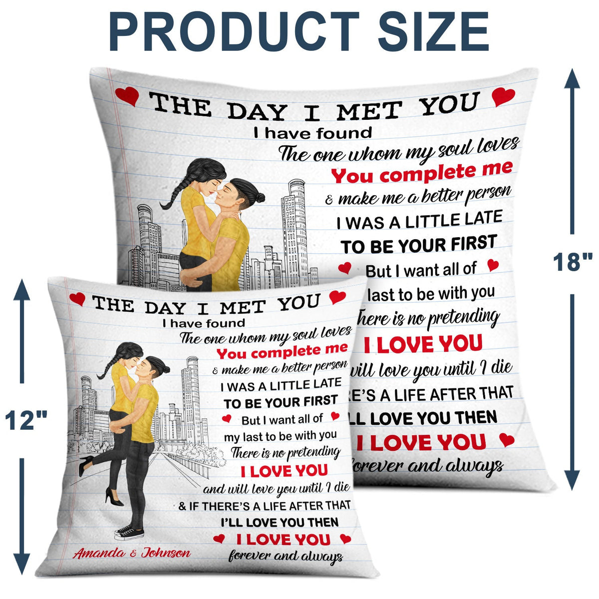 Family Couple The Day I Met You - Anniversary, Birthday Gift For Spouse, Lover, Husband, Wife, Boyfriend, Girlfriend, Married Couples - Personalized Custom Pillow