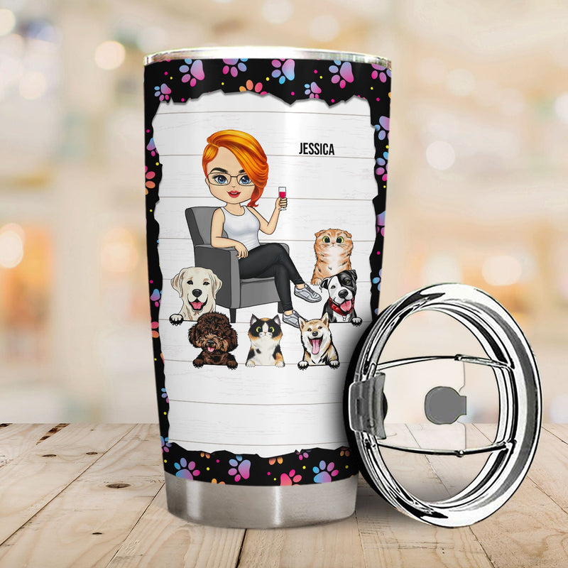 Pet Lover My Life Is Ruled By Dogs And Cats - Gift For Dog & Cat Lovers - Personalized Custom Tumbler