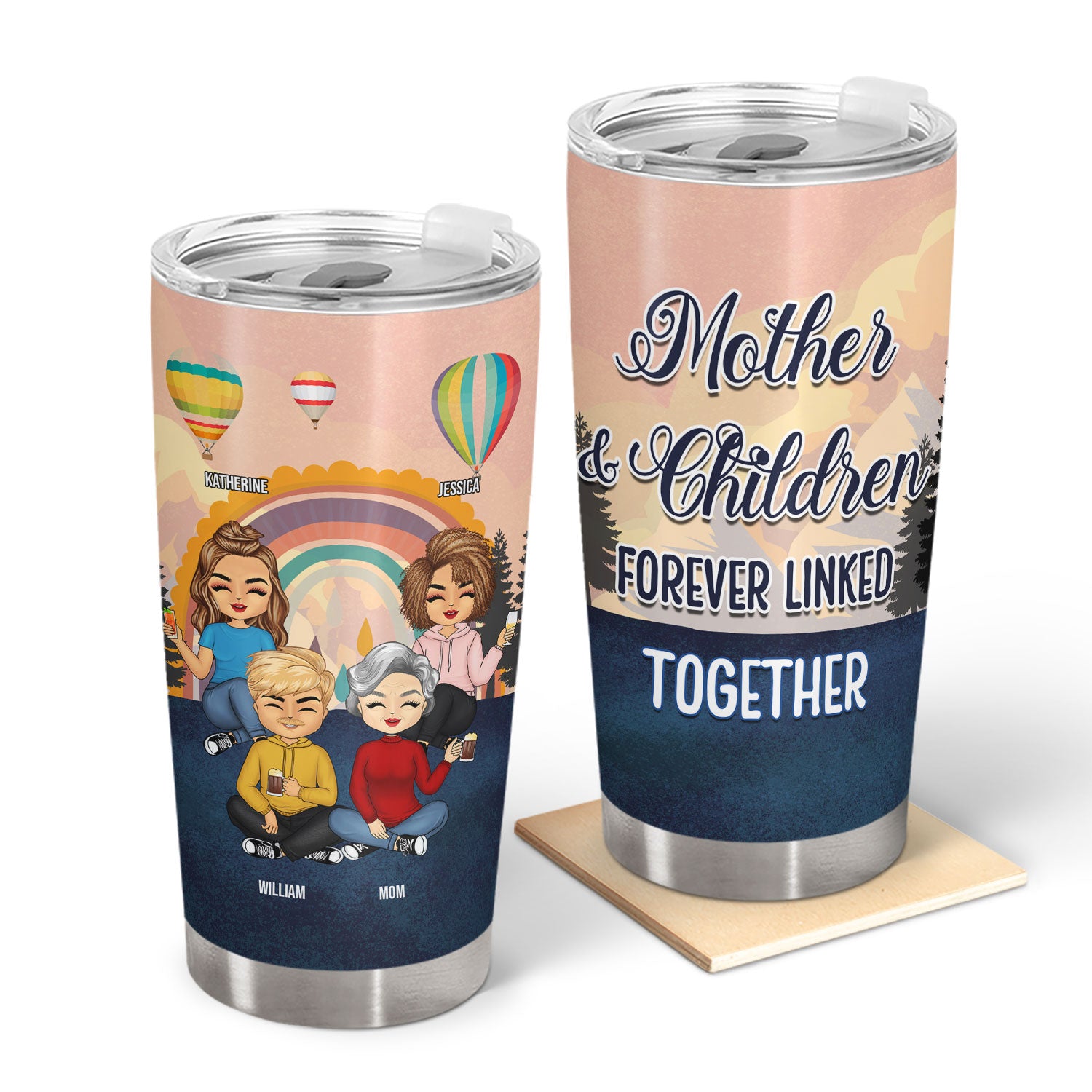 Forever Linked Together Chibi - Gift For Mom & Daughter - Personalized Custom Tumbler
