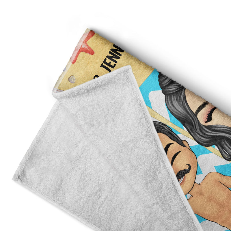 I Love You The Beach And Back - Gift For Couples - Personalized Custom Beach Towel