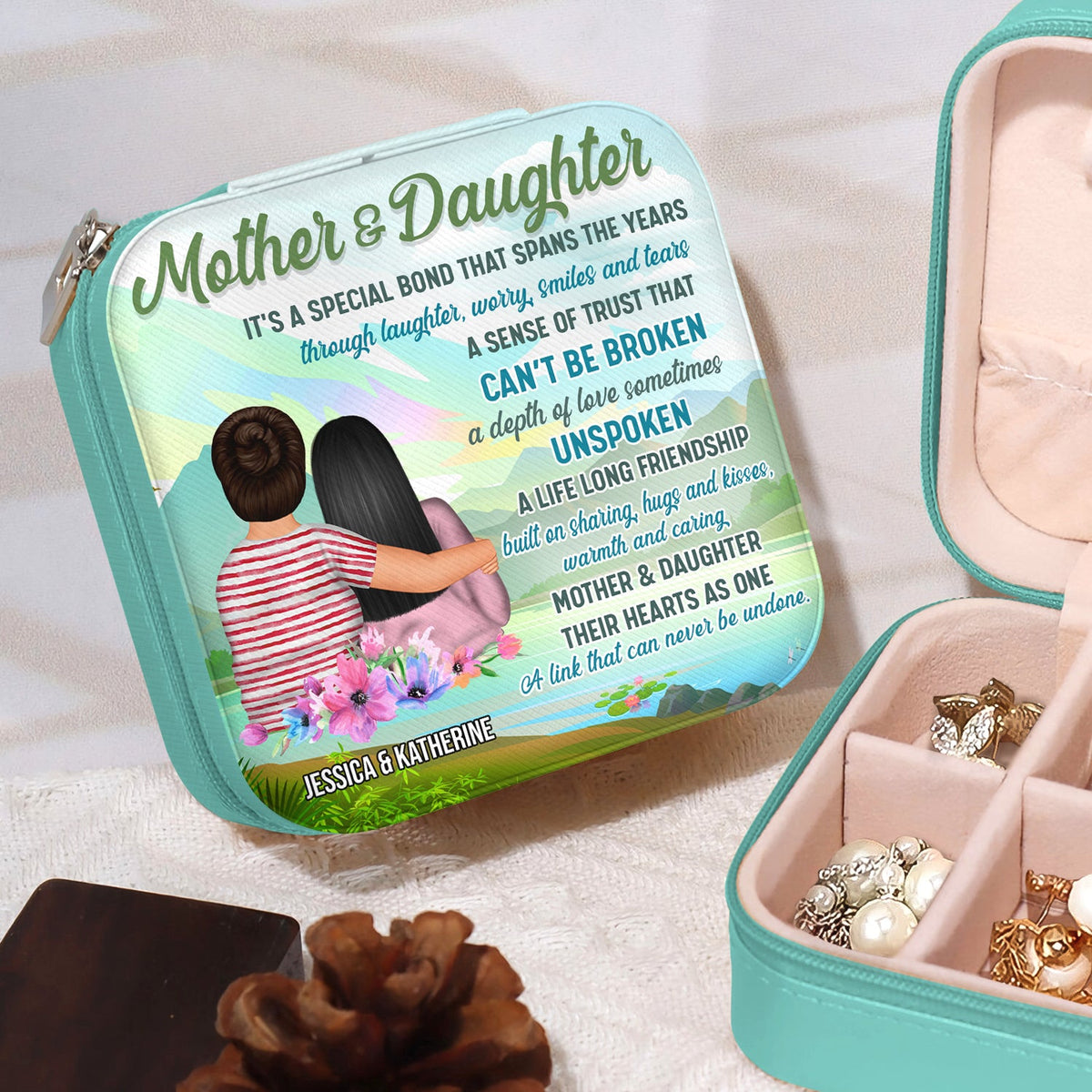 Mère et fille : un lien spécial qui dure des années - Cadeau pour maman - Coffret à bijoux personnalisé