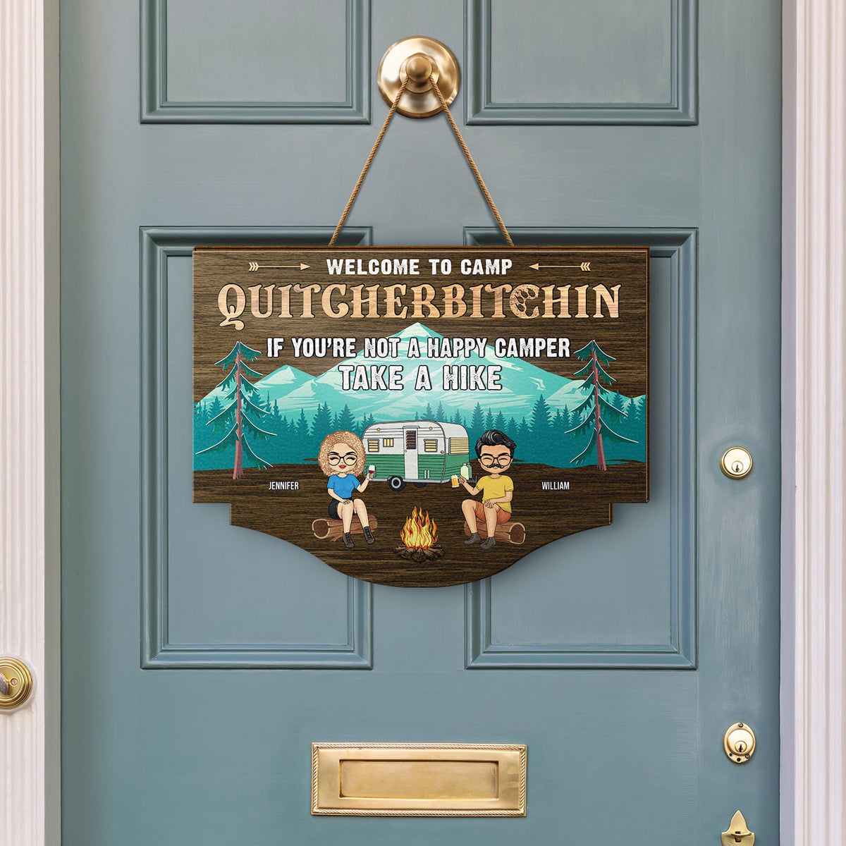 A Certified Happy Camper Area - Gift For Camping Lover - Personalized Custom Shaped Wood Sign