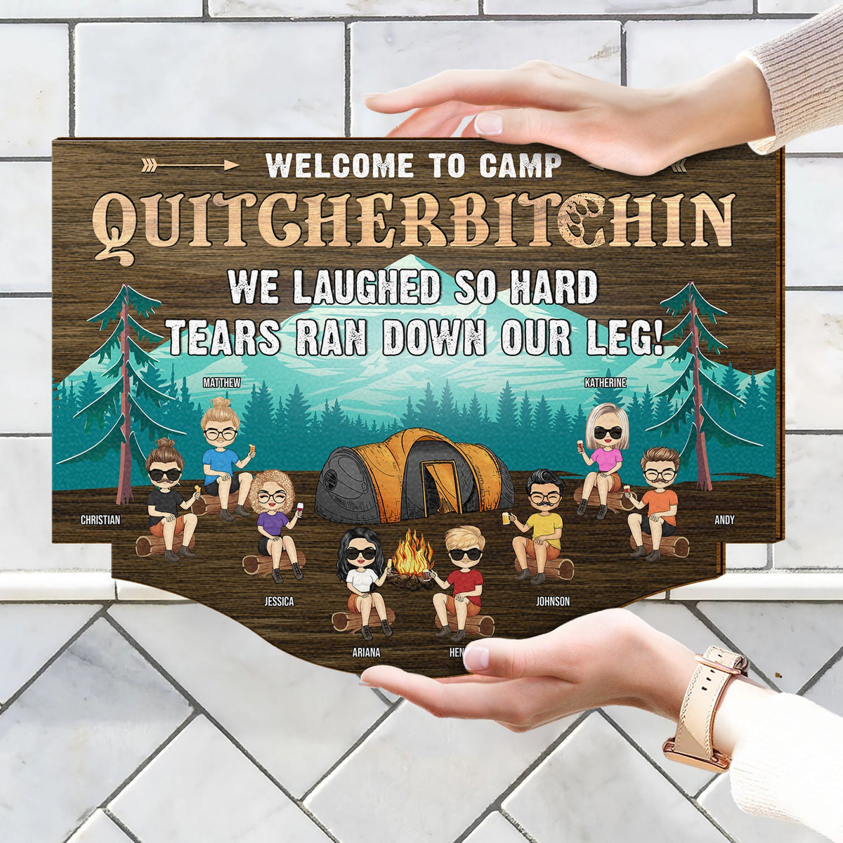 A Certified Happy Camper Area - Gift For Camping Lover - Personalized Custom Shaped Wood Sign