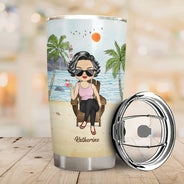 Quel jour sommes-nous aujourd'hui ? On s'en fiche ? Ambiance estivale, plage - Cadeau de retraite - Gobelet personnalisé
