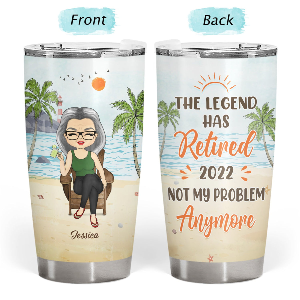Quel jour sommes-nous aujourd'hui ? On s'en fiche ? Ambiance estivale, plage - Cadeau de retraite - Gobelet personnalisé