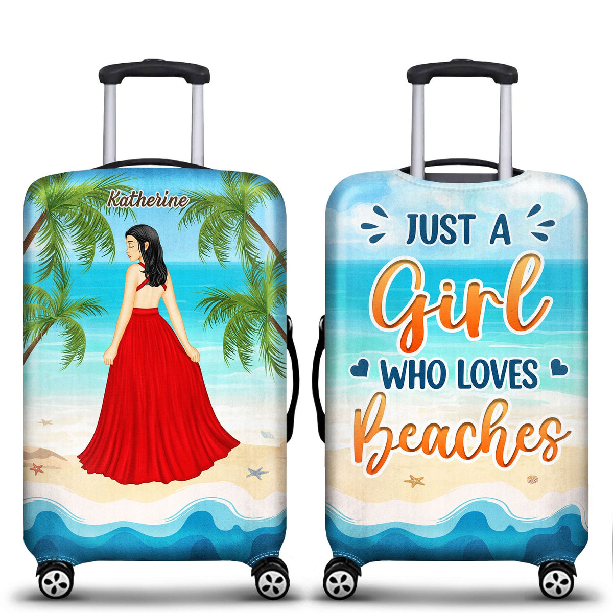 Juste une fille qui aime la plage - Cadeau pour vous-même, cadeau pour femme - Housse de bagage personnalisée