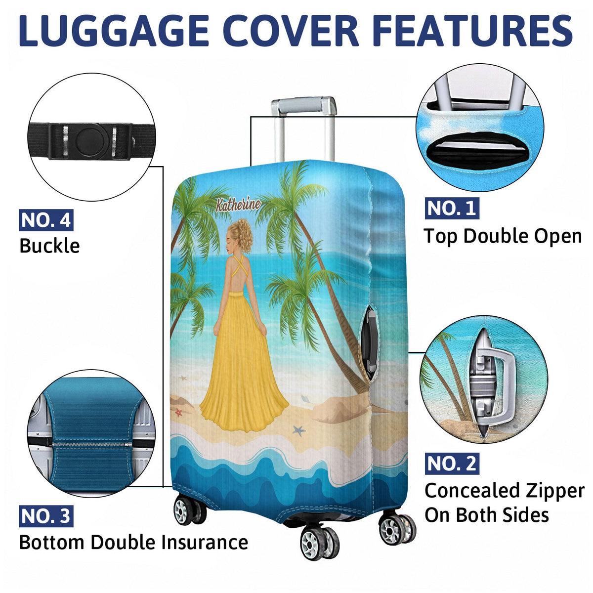 Juste une fille qui aime la plage - Cadeau pour vous-même, cadeau pour femme - Housse de bagage personnalisée