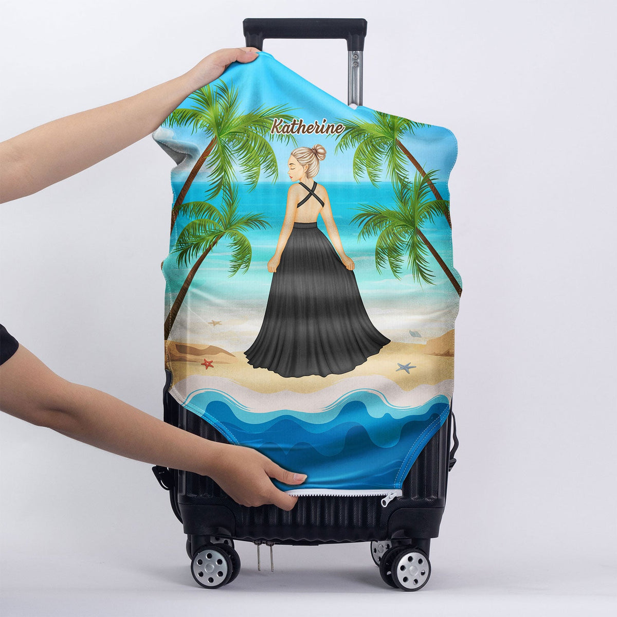 Juste une fille qui aime la plage - Cadeau pour vous-même, cadeau pour femme - Housse de bagage personnalisée