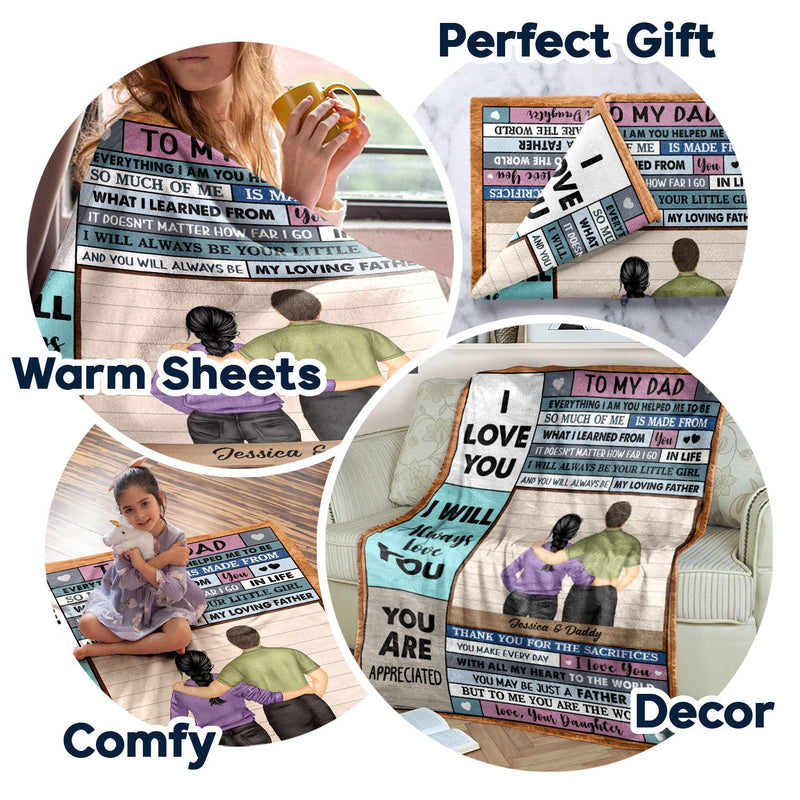 Everything I Am You Help Me To Be - Gift For Dad, Father - Personalized Custom Fleece Blanket