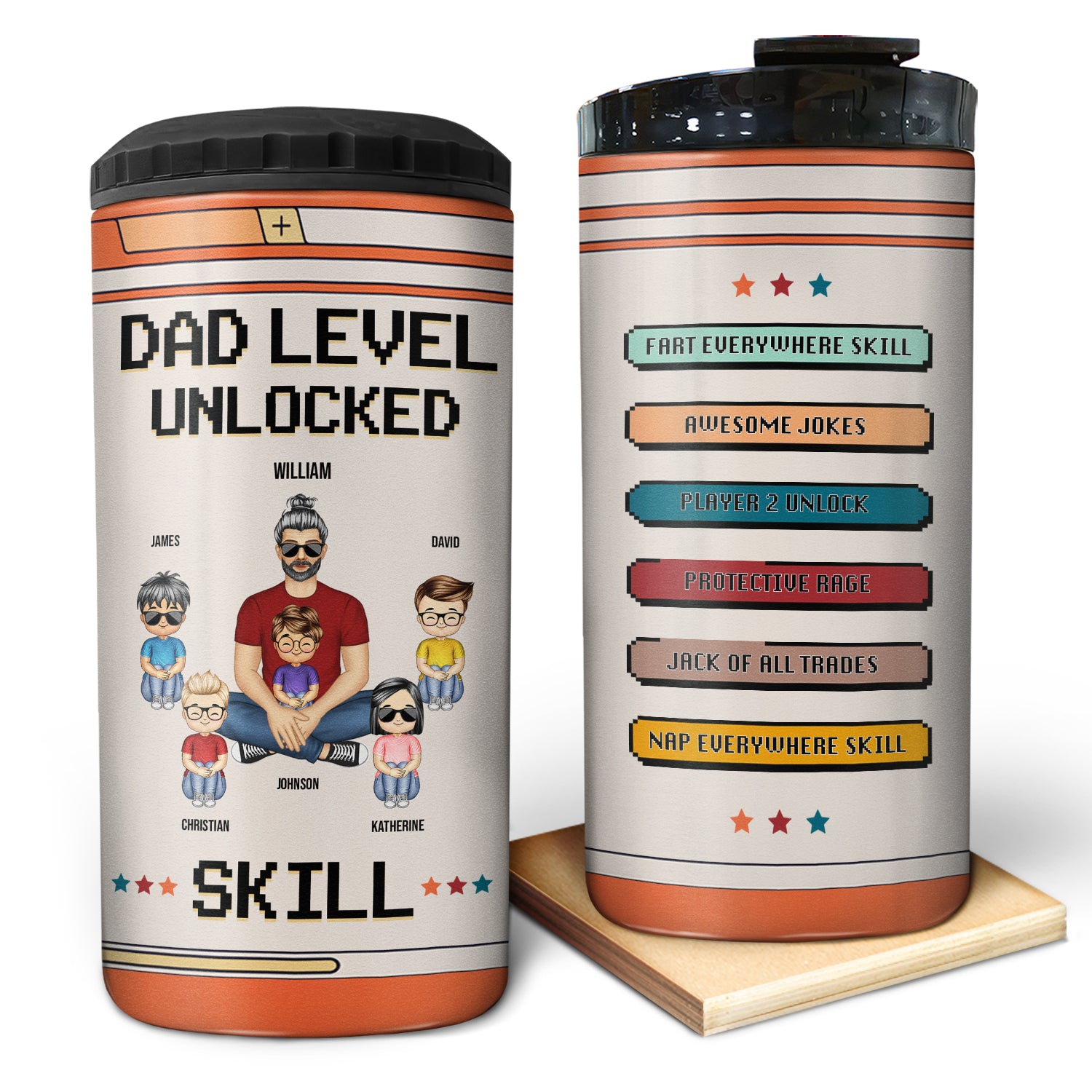 Dad Grandpa Unlocked - Gift For Dad, Father - Personalized Custom 4 In 1 Can Cooler Tumbler