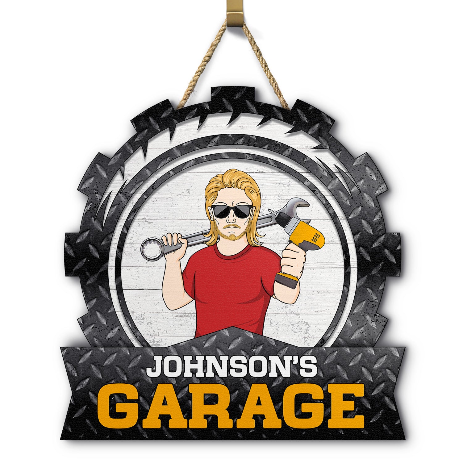 Garage Name Sign - Gift For Father - Personalized Custom Shaped Wood Sign