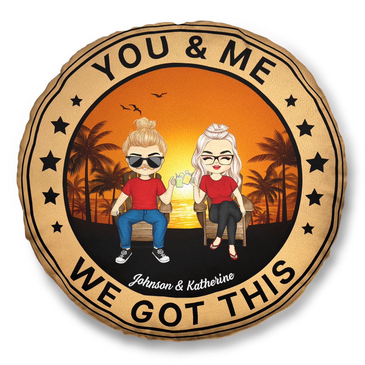 You & Me We Got This - Gift For Couples - Personalized Custom Round Pillow