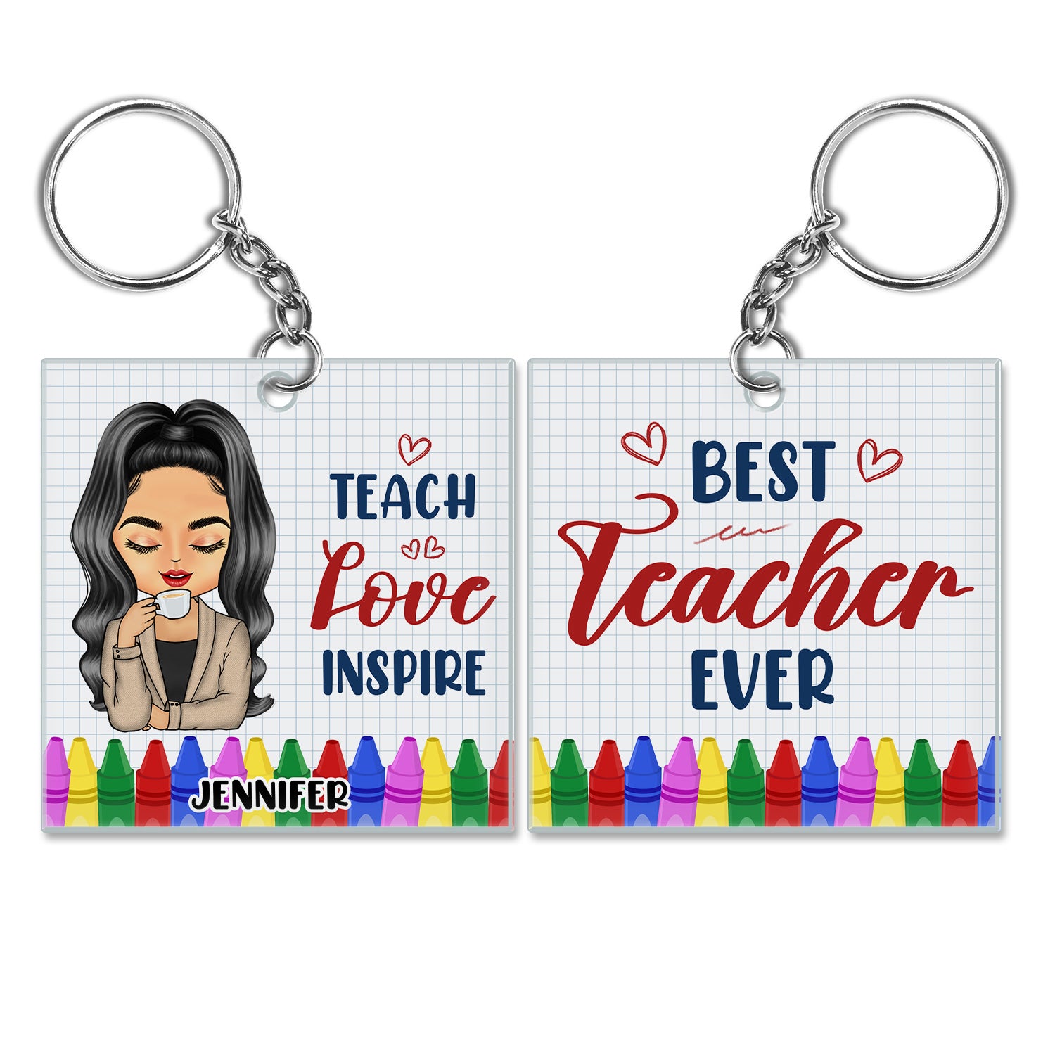 Teach Love Inspire Living That Teacher Life - Gift For Teacher - Personalized Custom Acrylic Keychain