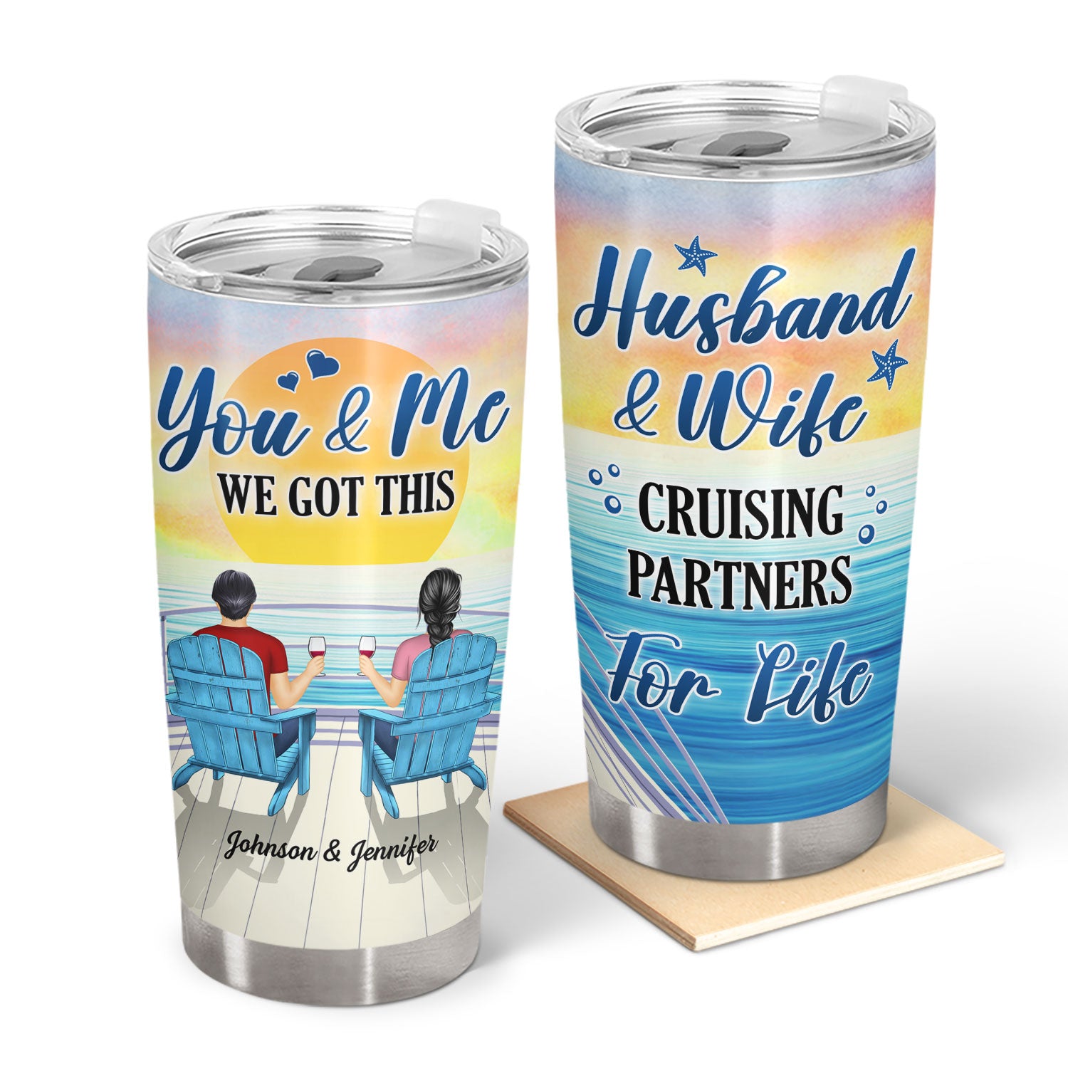 Husband & Wife Cruising Partners For Life - Gift For Traveling Lovers - Personalized Custom Tumbler