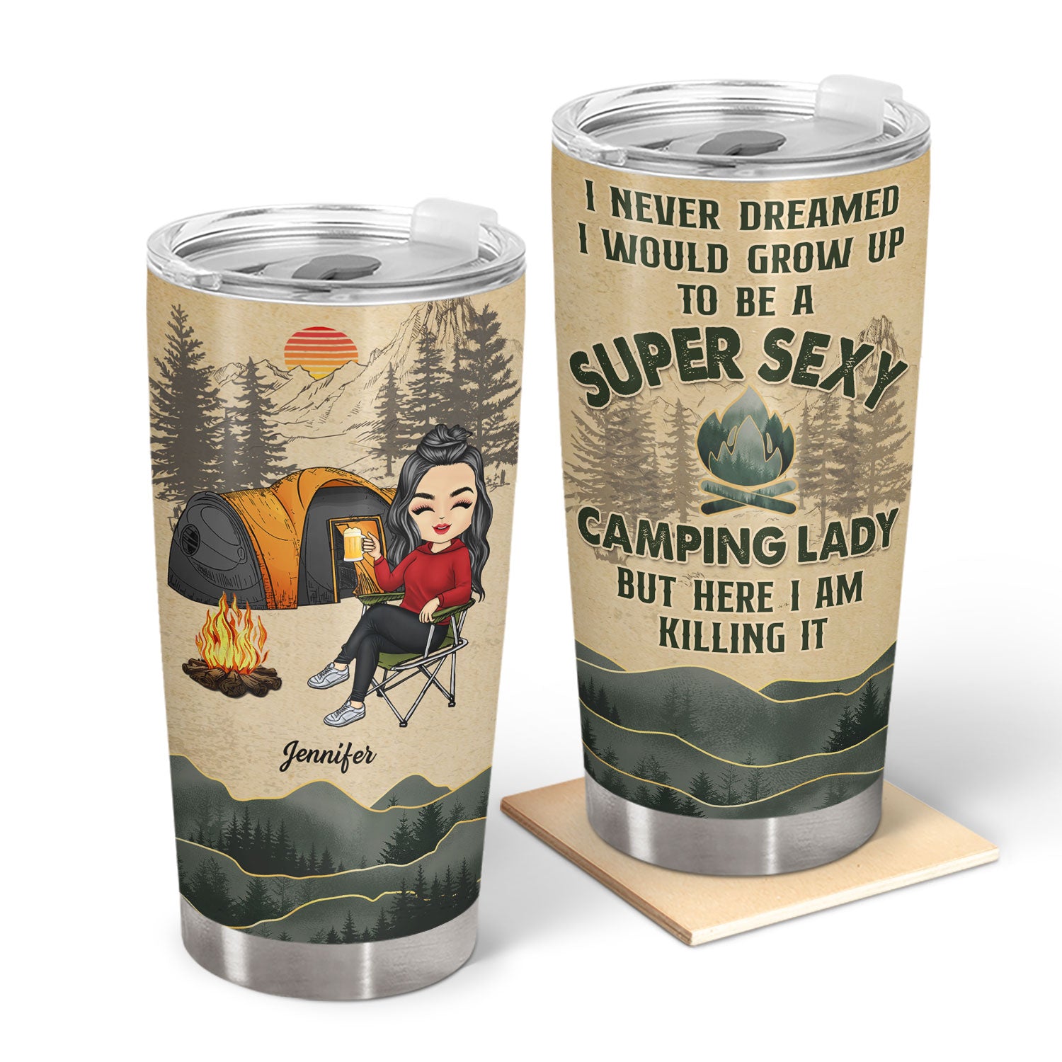 Dream Up To Be A Sexy Camping Lady - Gift For Camping Lovers - Personalized Custom Tumbler