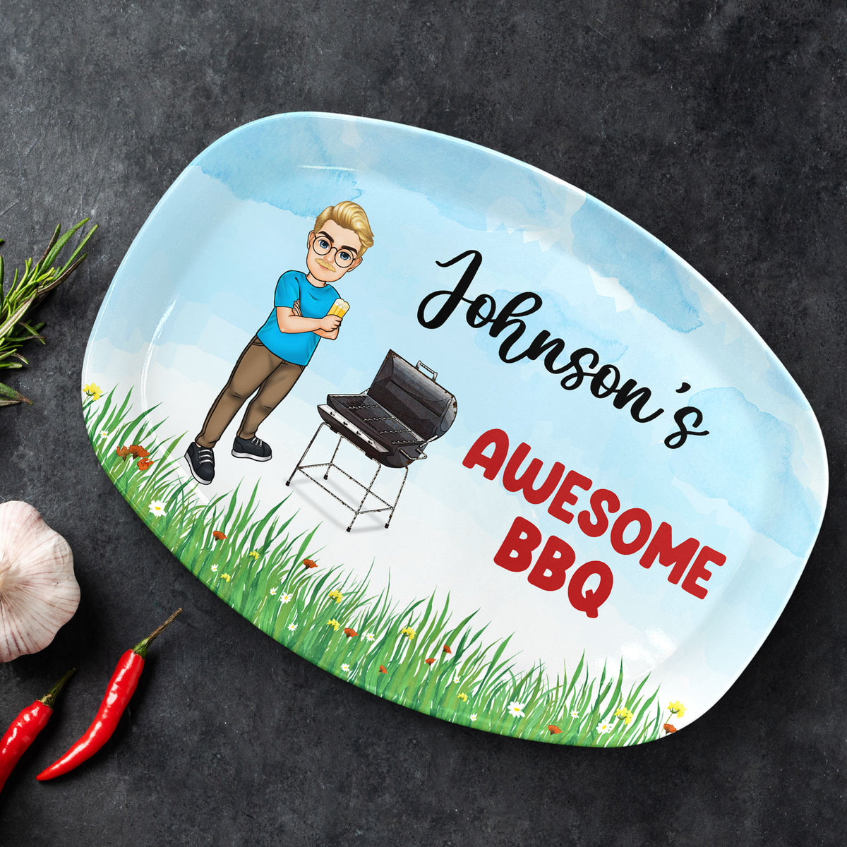 Grilling Gifts for Men, Personalized Grilling Plate, BBQ Gifts