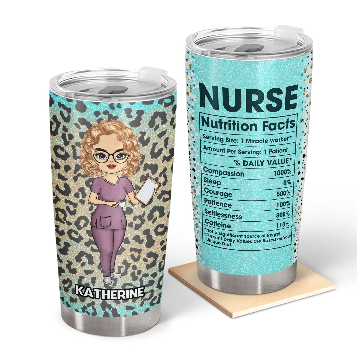 Nurse Nutrition Facts Leopard - Gift For Nurse - Personalized Custom Tumbler