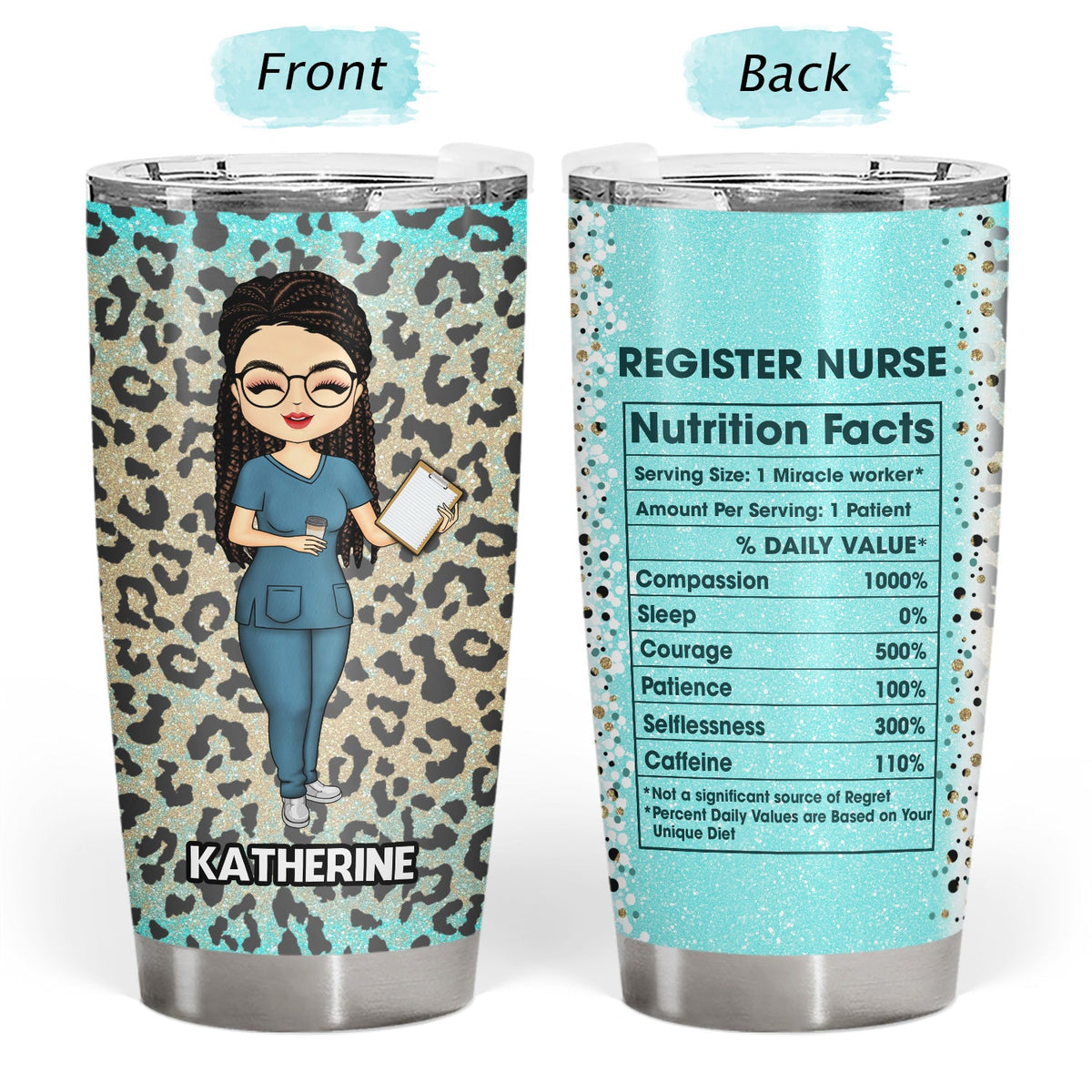 Nurse Nutrition Facts Leopard - Gift For Nurse - Personalized Custom Tumbler