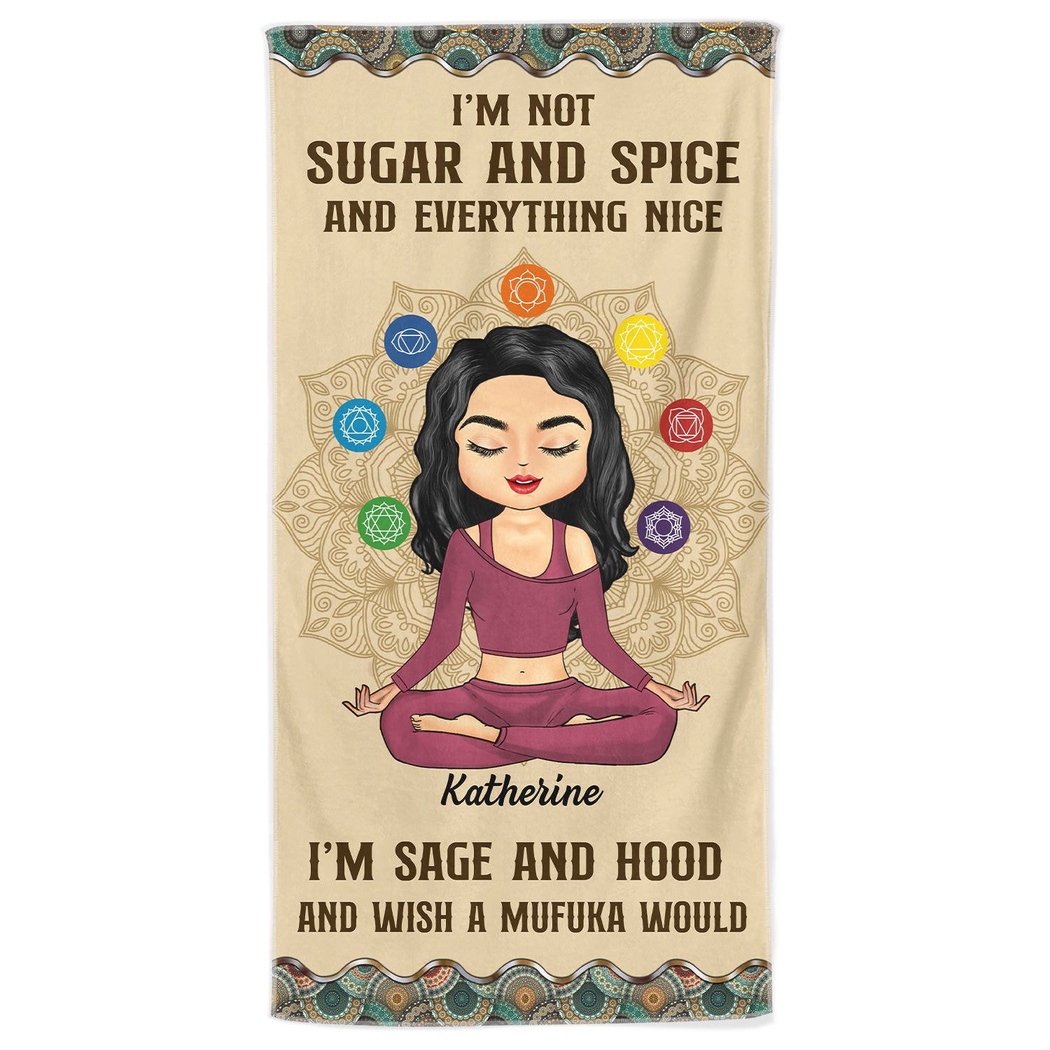 I'm Not Sugar And Spice And Everything Nice - Gift For Yoga Lovers, Gift For Women - Personalized Custom Beach Towel