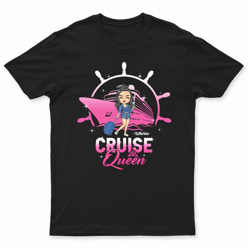 Reine des croisières - Cadeau d'anniversaire, de voyage et de croisière pour les amoureux de la plage et les voyageurs - T-shirt personnalisé