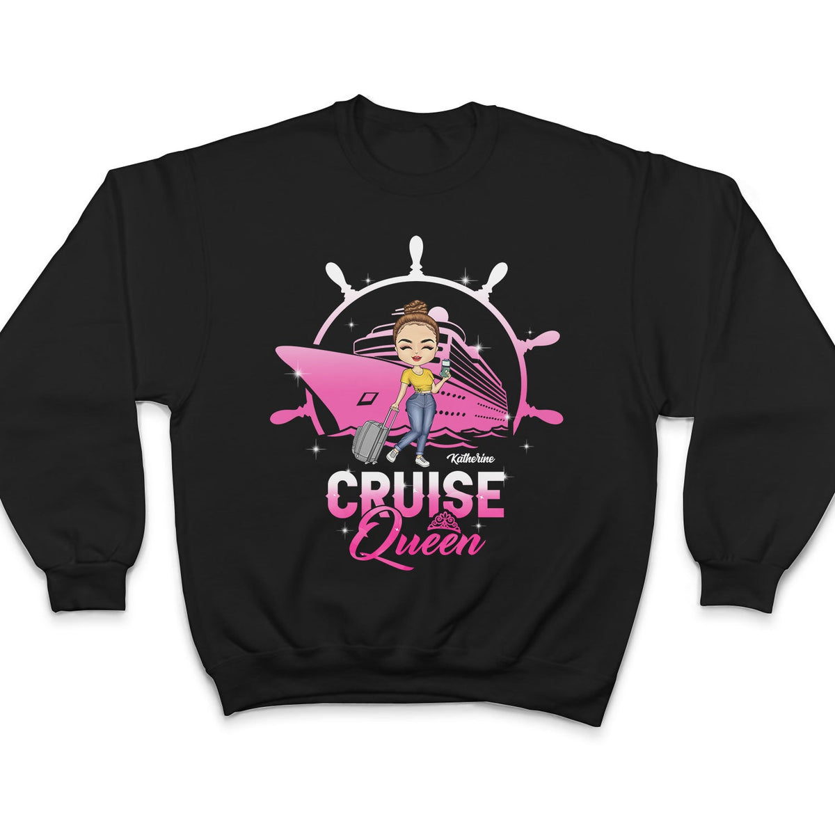 Reine des croisières - Cadeau d'anniversaire, de voyage et de croisière pour les amoureux de la plage et les voyageurs - T-shirt personnalisé