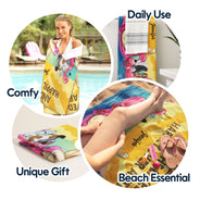 Et elle vécut heureuse pour toujours - Cadeau d'anniversaire pour les amoureux de la plage et des voyages - Serviette de plage personnalisée