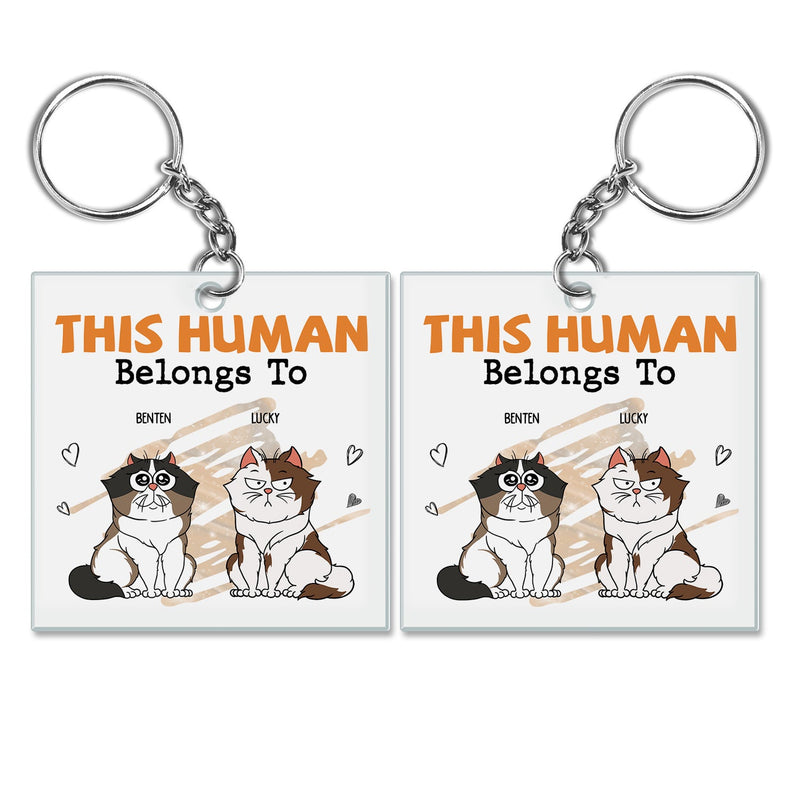 This Human Belongs To - Gift For Cat Lovers - Personalized Acrylic Keychain