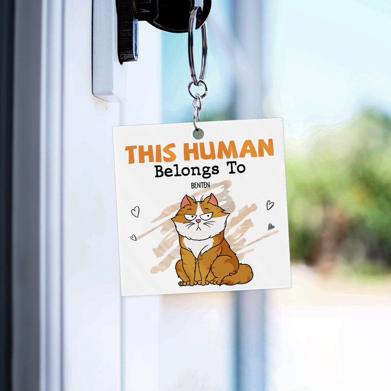 This Human Belongs To - Gift For Cat Lovers - Personalized Acrylic Keychain