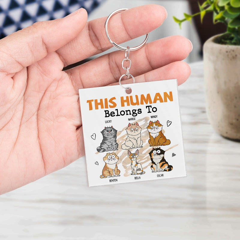 This Human Belongs To - Gift For Cat Lovers - Personalized Acrylic Keychain